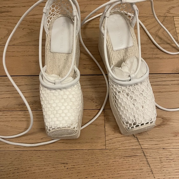 Bottega Veneta Shoes - BOTTEGA VENETA - White Net Women's Wedge Espadrilles - 6.5 / 7 - excellent